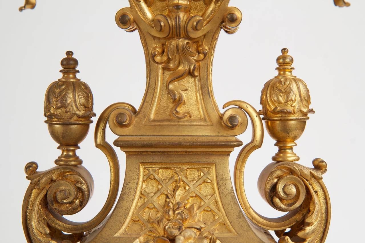 19th Century Finest Quality Pair of French Gilt Bronze Six-Light Antique Candelabra