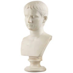Grand Tour Italian Marble Sculpture of Caesar Augustus, 19th Century