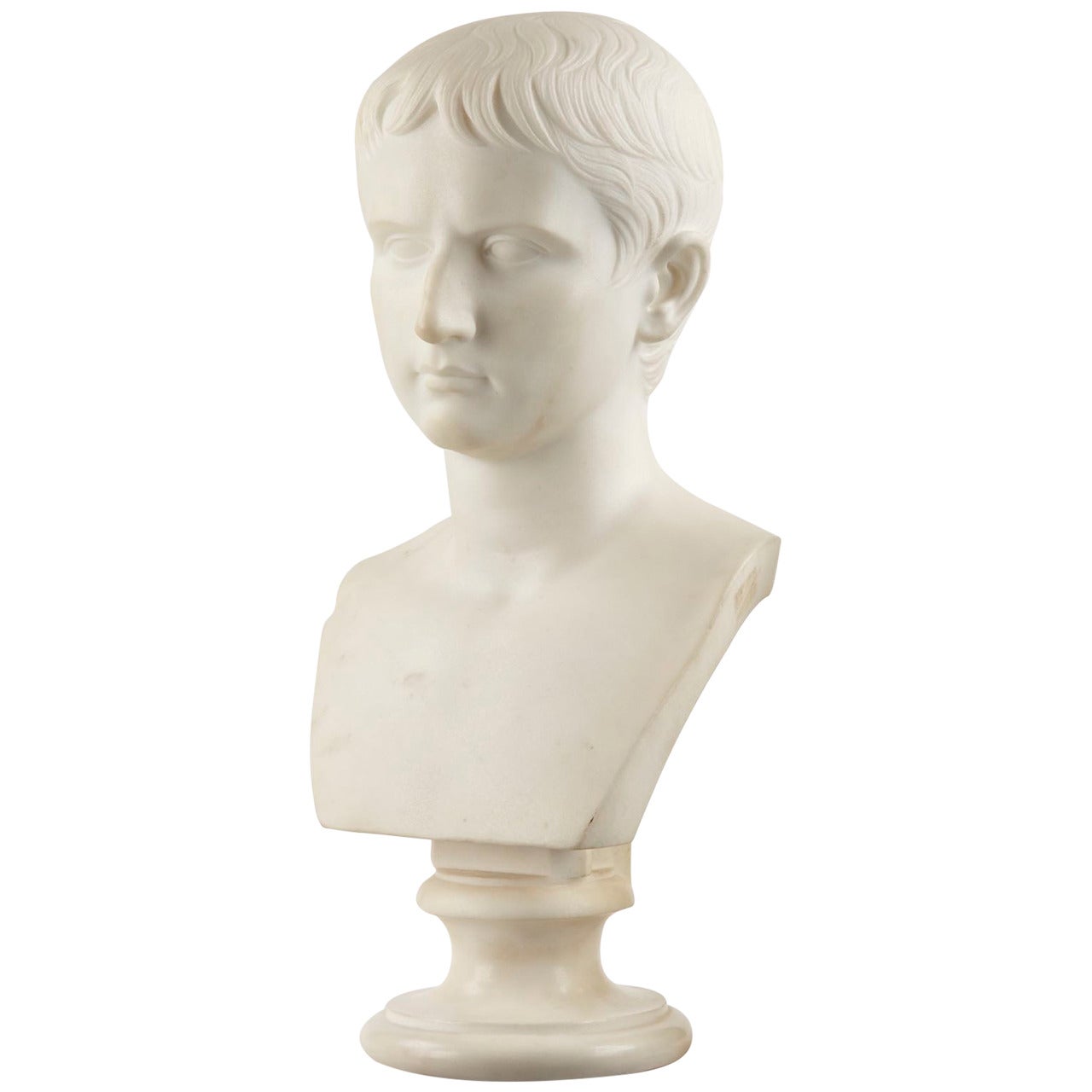 Grand Tour Italian Marble Sculpture of Caesar Augustus, 19th Century