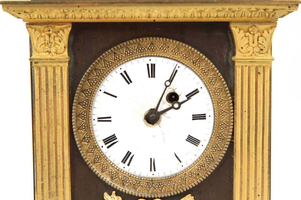 19th Century French Empire Antique Bronze Mantel Clock by Caranda, Paris In Good Condition In Shippensburg, PA