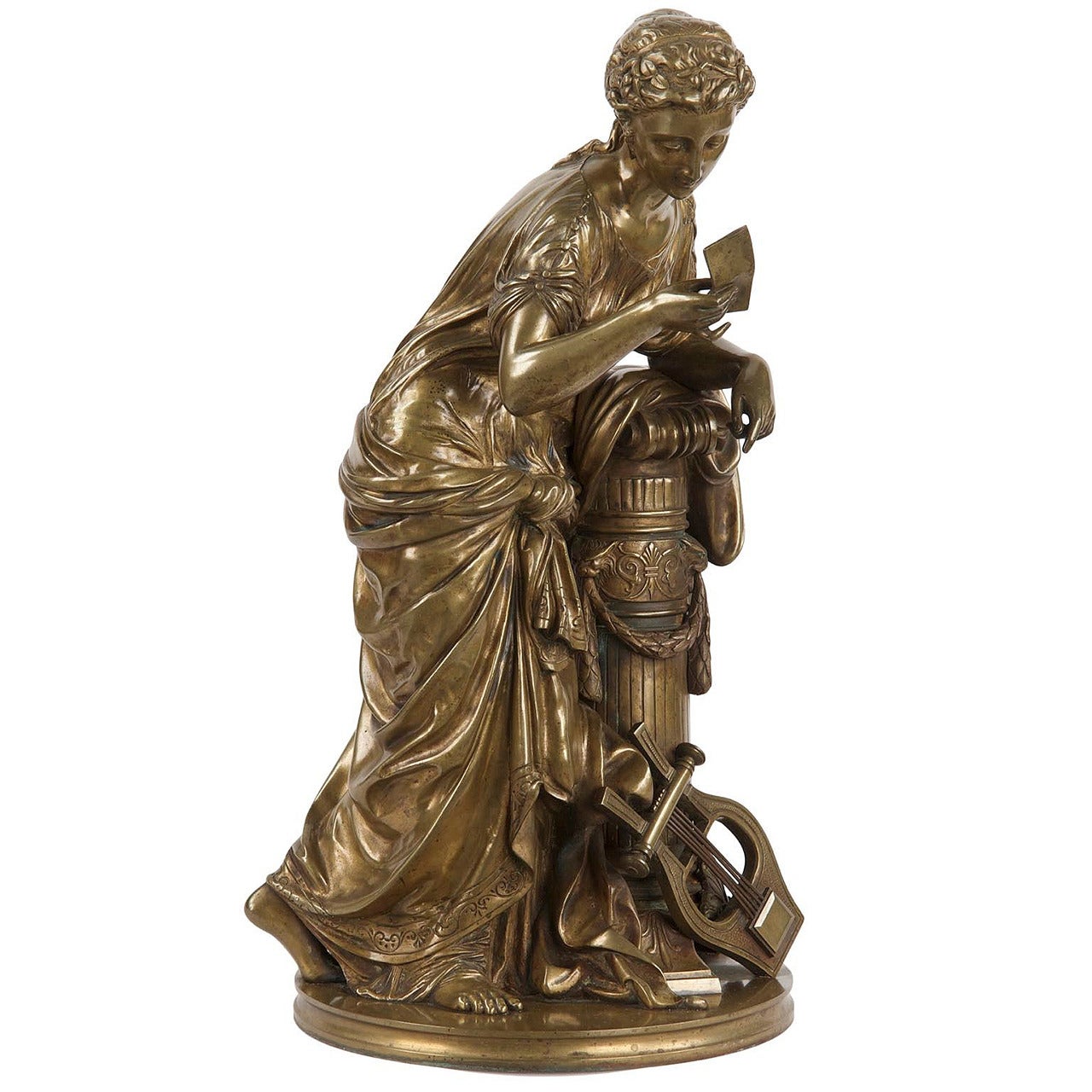 Bronze Sculpture of a Classical Maiden by Jean-Louis Grégoire, 19th Century