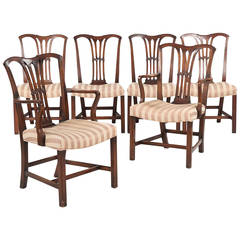Set of Six Chippendale Style Antique Dining Chairs, 19th Century