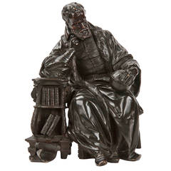 Antique French Bronze Sculpture of Astronomer Galileo, 19th Century