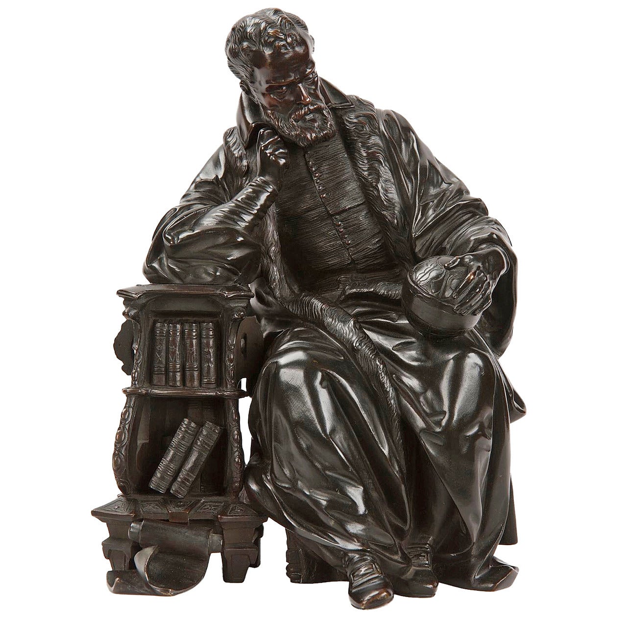 French Bronze Sculpture of Astronomer Galileo, 19th Century