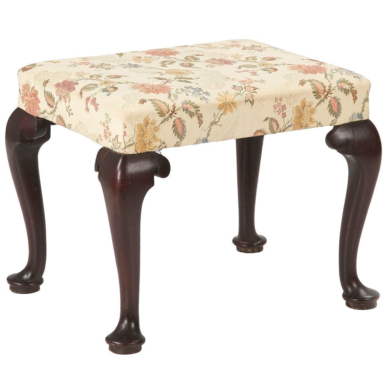 English George II Mahogany Foot Stool, Mid-18th Century