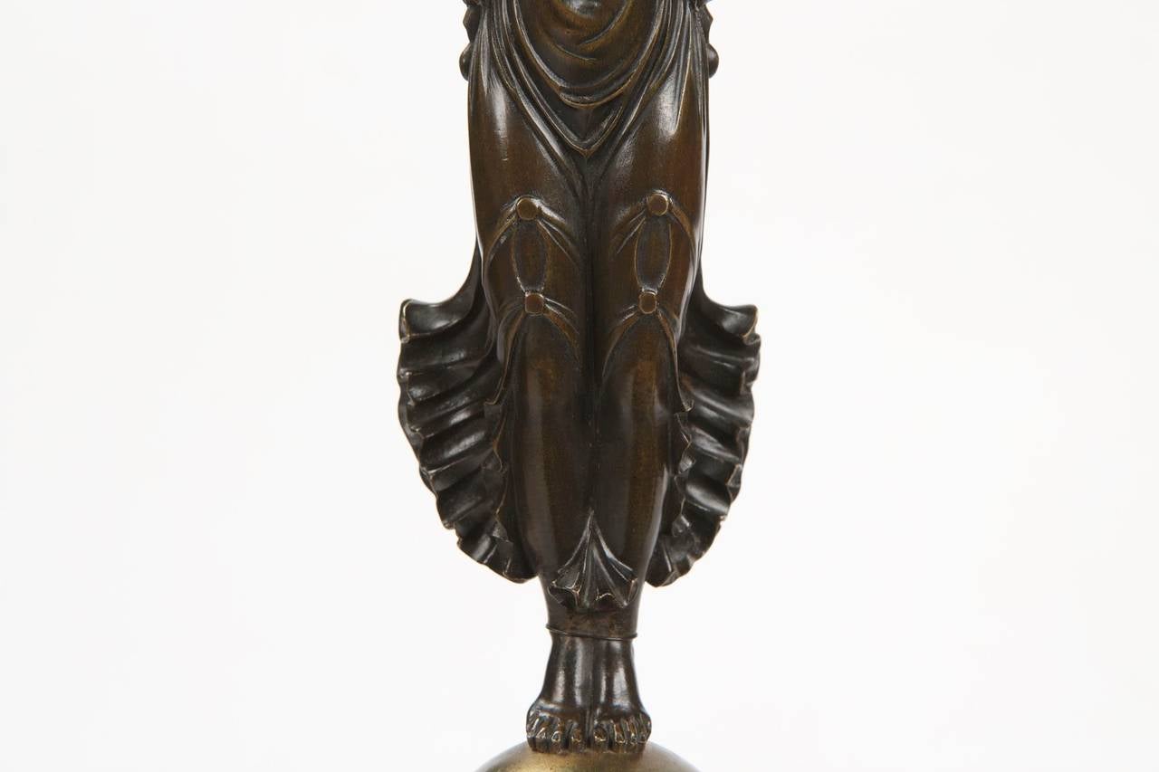 Gilt Pair of Empire Style Bronze Figural Antique Candelabra, 19th Century