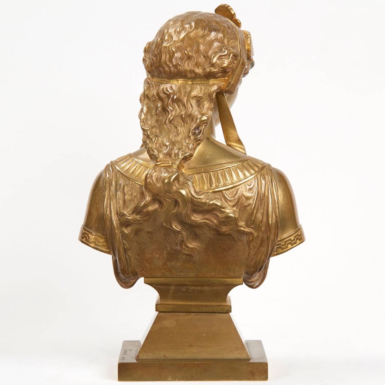 Egyptian Revival Gilt Bronze Sculpture of Cleopatra by Eutrope Bouret In Excellent Condition In Shippensburg, PA