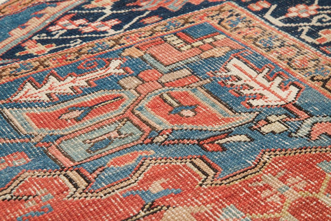Worn Authentic Antique Heriz Persian Rug, circa 1900 In Distressed Condition In Shippensburg, PA