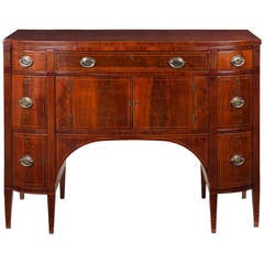 American Federal Inlaid Mahogany Bowfront Sideboard, New York circa 1815