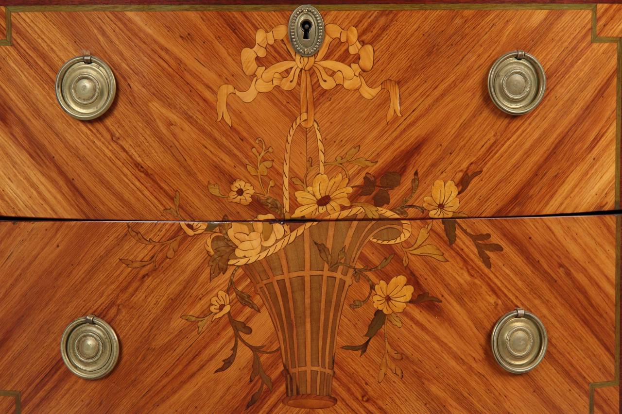 French Louis XVI Style Marquetry Inlaid Antique Commode, Early 20th Century 2