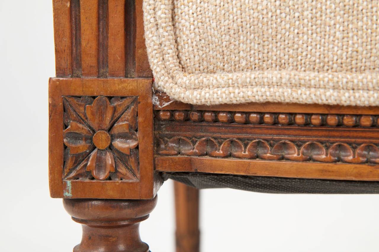 French Carved Mahogany Antique Wingback Armchair, 19th Century 3