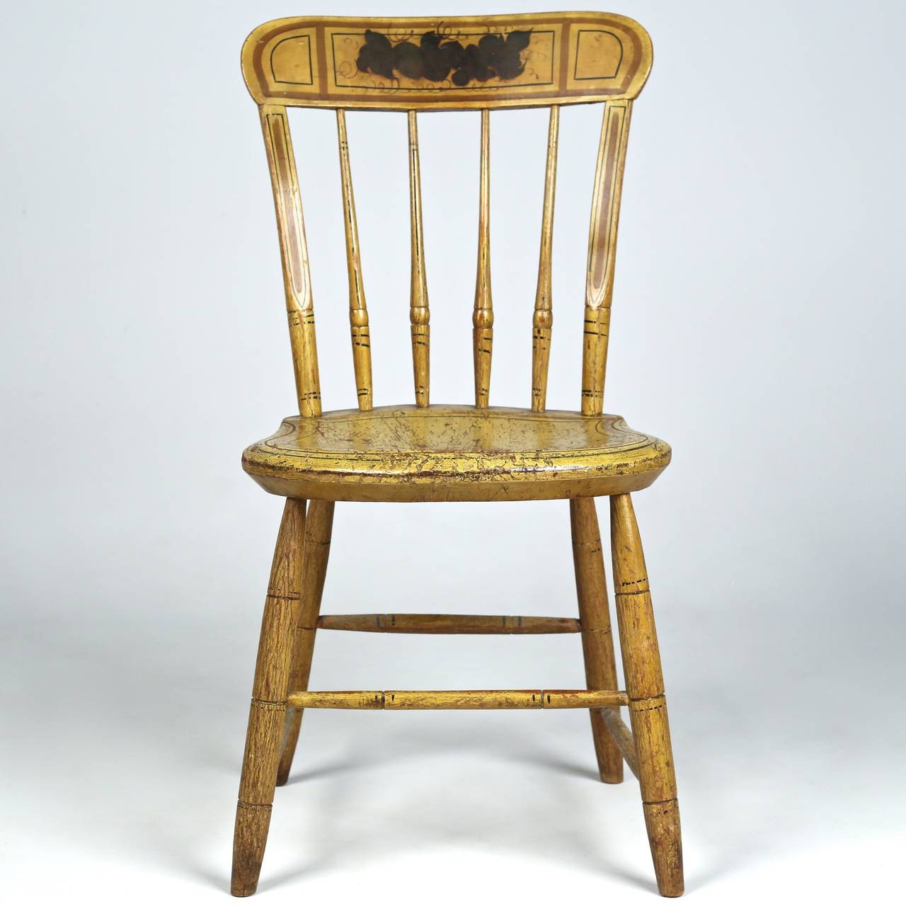 PAIR OF AMERICAN WINDSOR YELLOW PAINTED SIDE CHAIRS

