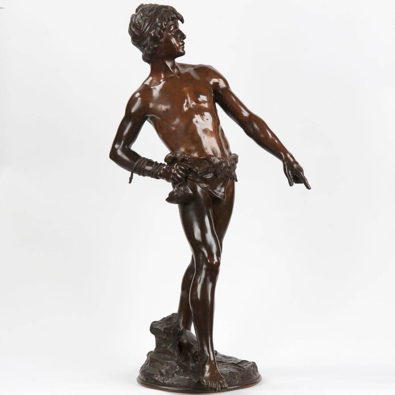 FRENCH BRONZE SCULPTURE OF DAVID BY LOUIS AUGUSTE MOREAU
Exhibited at Salon 1891, signed 