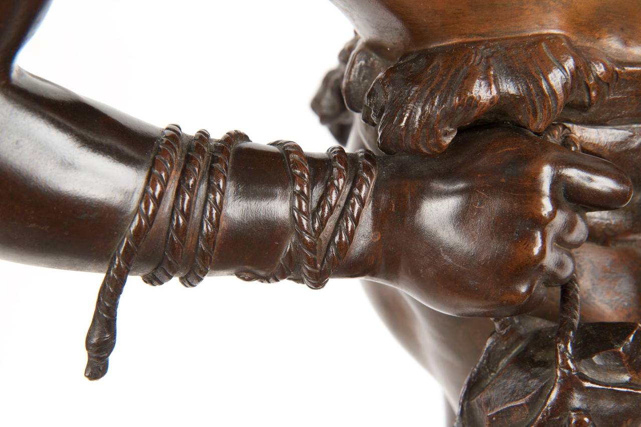 Français Louis Moreau Sculpture française en bronze de David:: 19ème siècle