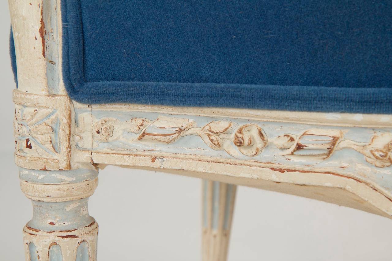 French Louis XVI Painted Antique Fauteuil, Late 18th Century 4