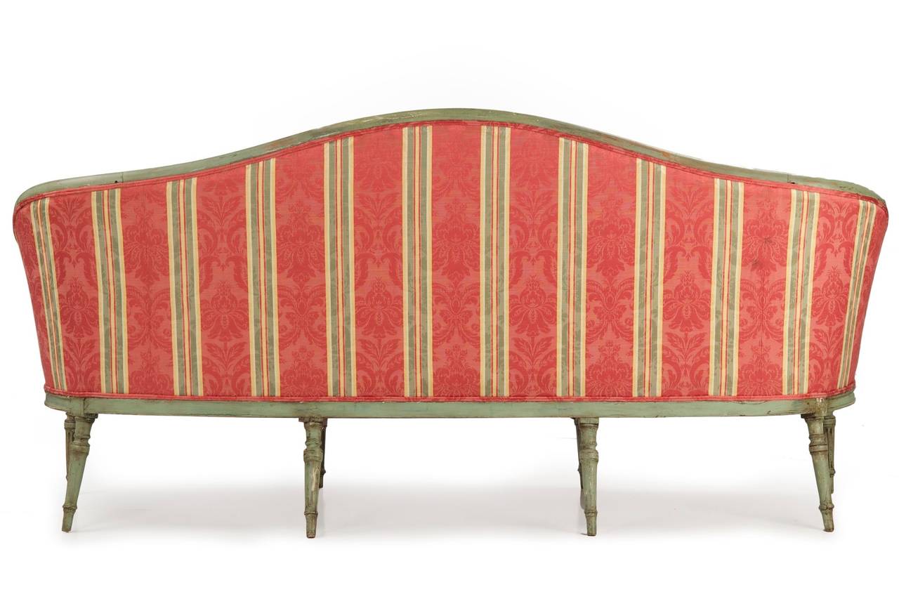 French Louis XVI Painted Antique Settee Sofa, 18th Century In Excellent Condition In Shippensburg, PA