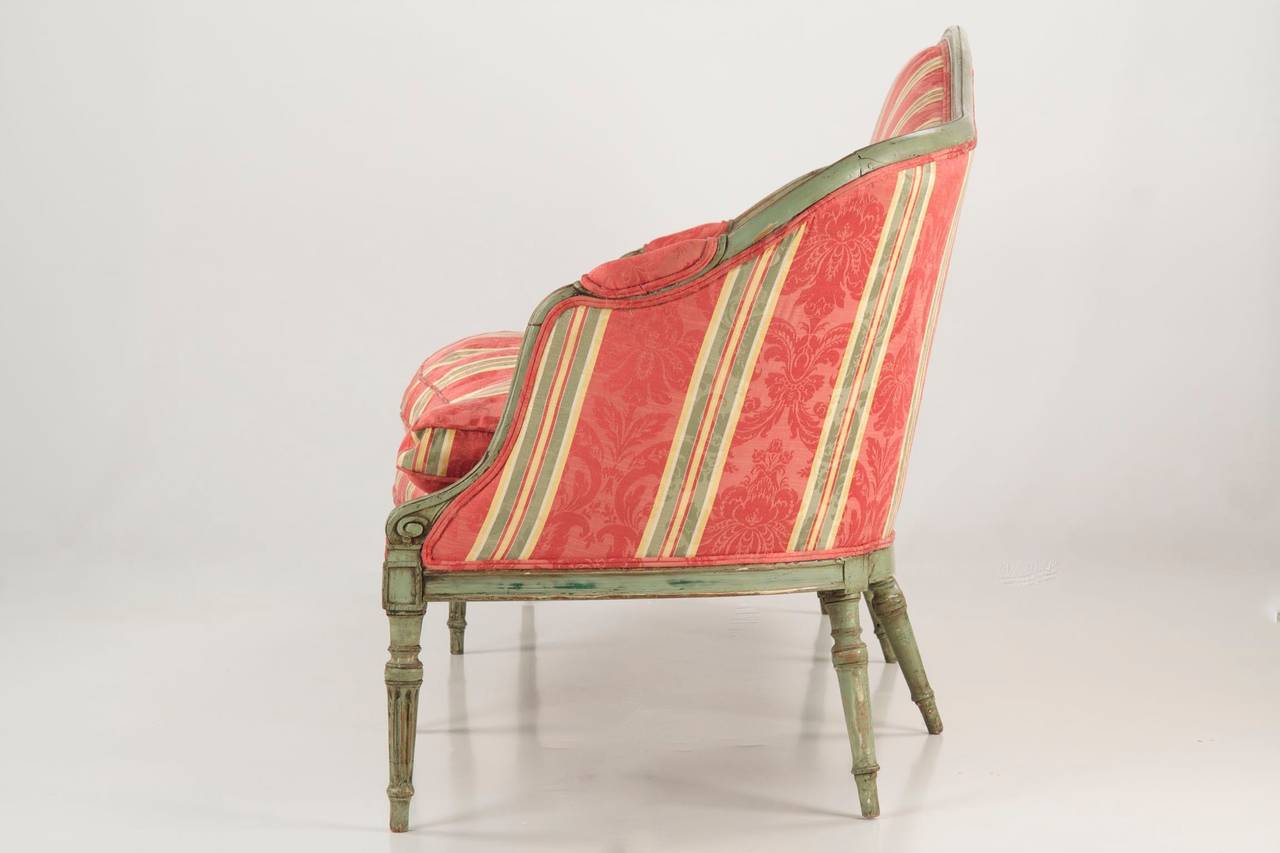 French Louis XVI Painted Antique Settee Sofa, 18th Century 5