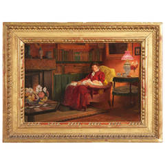 Henry Spernon Tozer Antique Domestic Interior Painting, circa 1894