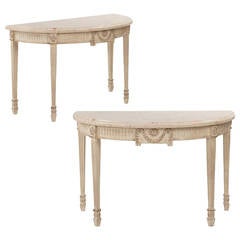 Pair of Neoclassical Swedish Gustavian Style Console Tables, 20th Century