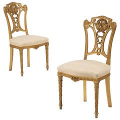 Pair of French Louis XVI Style Giltwood Side Chairs, circa 1900