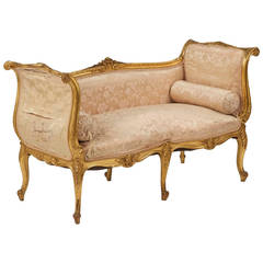 French Louis XV Style Giltwood Antique Settee, 19th Century
