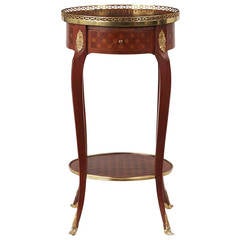 Antique French Louis XV Style Parquetry and Ormolu Side Table, 19th Century