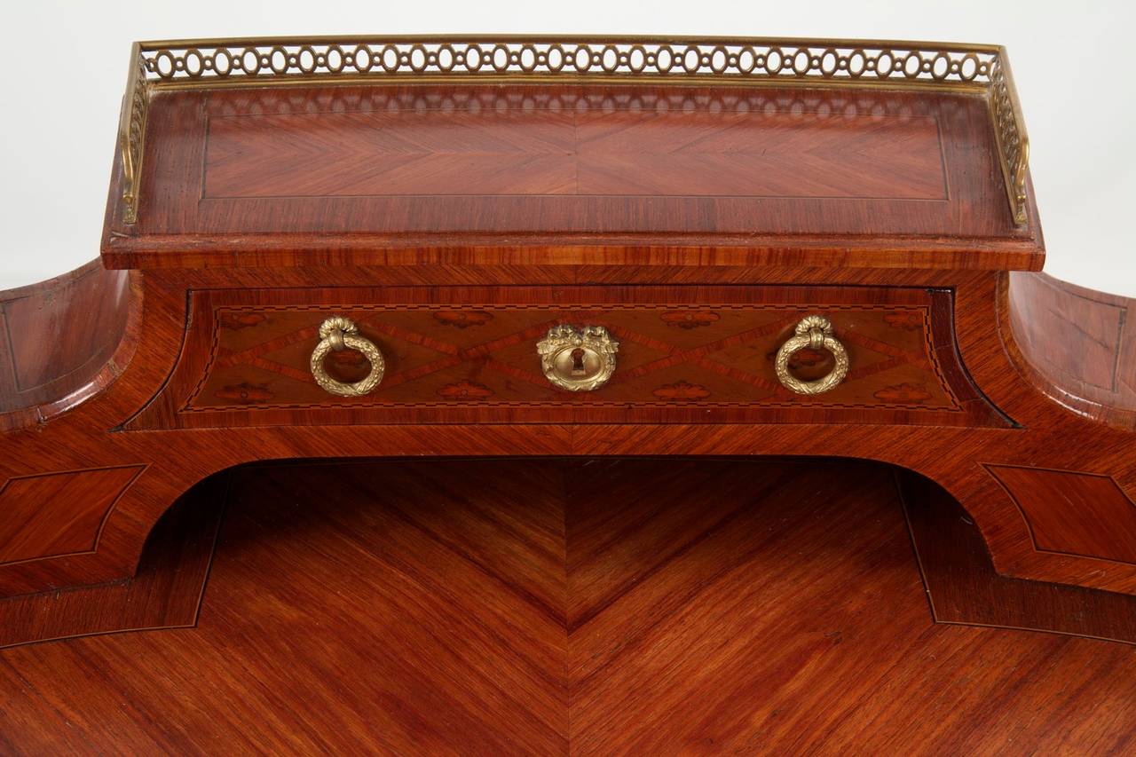 French Louis XV Style Inlaid Kidney Form Writing Desk, 19th Century 2