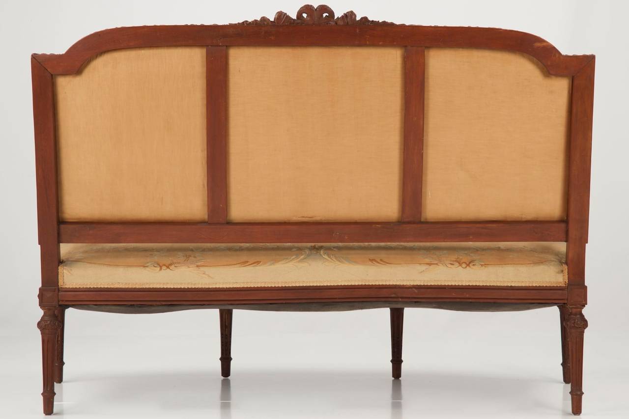 French Louis XVI Style Settee w/ Original Aubusson Covering, 19th Century 4