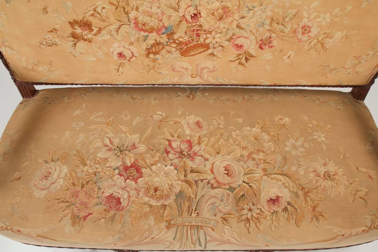 French Louis XVI Style Settee w/ Original Aubusson Covering, 19th Century 2
