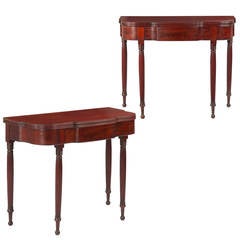 Antique Pair of American Federal Mahogany Card Tables, Philadelphia, circa 1790-1815