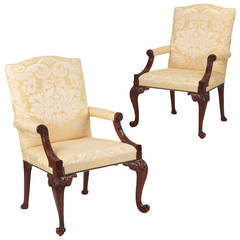 Pair of Baker Chippendale Style Gainsborough Library Chairs