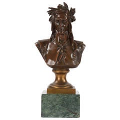 Antique Bronze Bust of Dante after Model by Albert Carrier-Belleuse, Tiffany & Co.