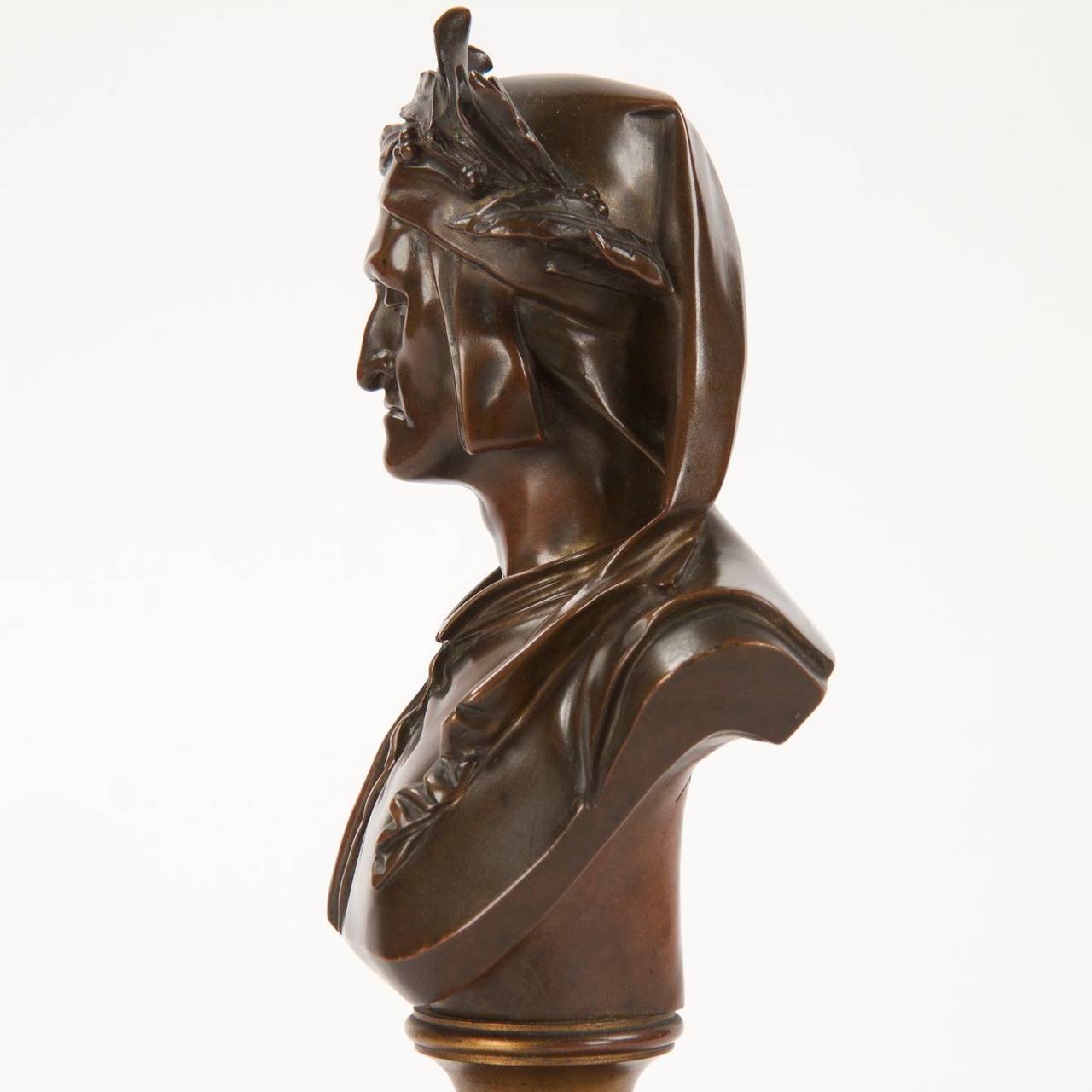 Bronze Bust of Dante after Model by Albert Carrier-Belleuse, Tiffany & Co. In Excellent Condition In Shippensburg, PA