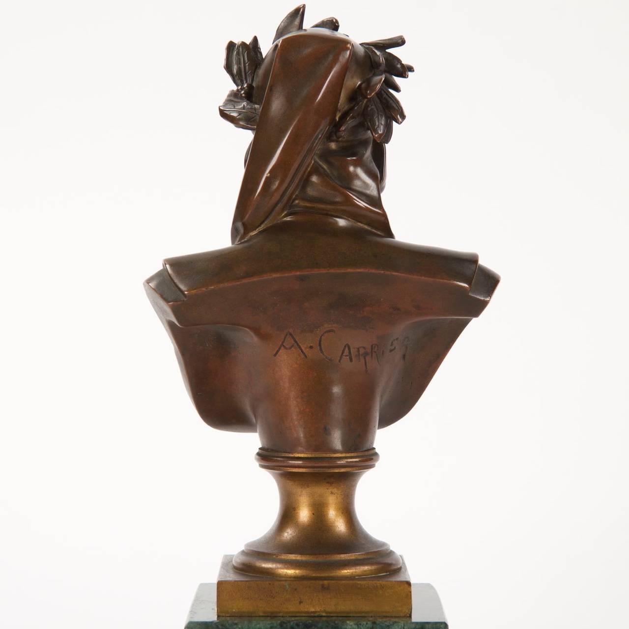 French Bronze Bust of Dante after Model by Albert Carrier-Belleuse, Tiffany & Co.