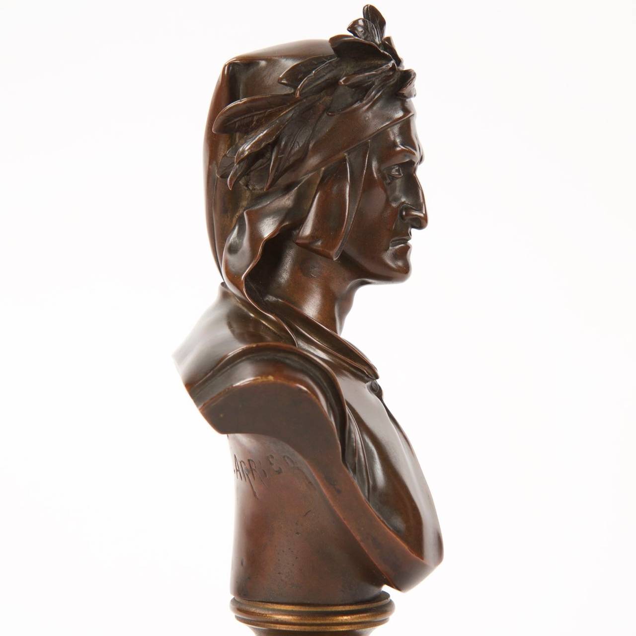 Romantic Bronze Bust of Dante after Model by Albert Carrier-Belleuse, Tiffany & Co.