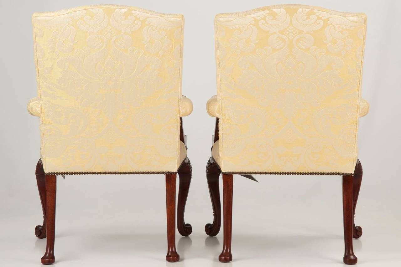 American Pair of Baker Chippendale Style Gainsborough Library Chairs