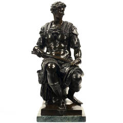 Bronze Sculpture of Giuliano de Medici after Michelangelo, 19th Century