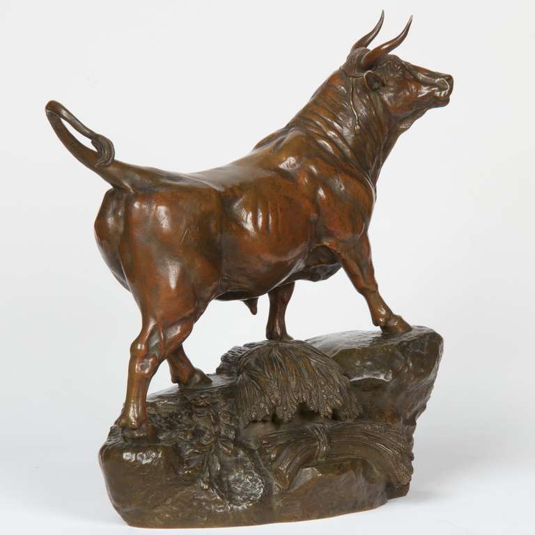 19th Century Fine Auguste Cain French Bronze Sculpture of a Bull, Susse Freres