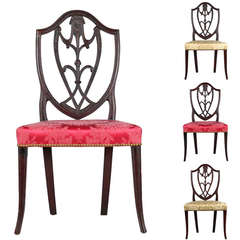 Antique Four American Federal Mahogany Side Chairs, circa 1790