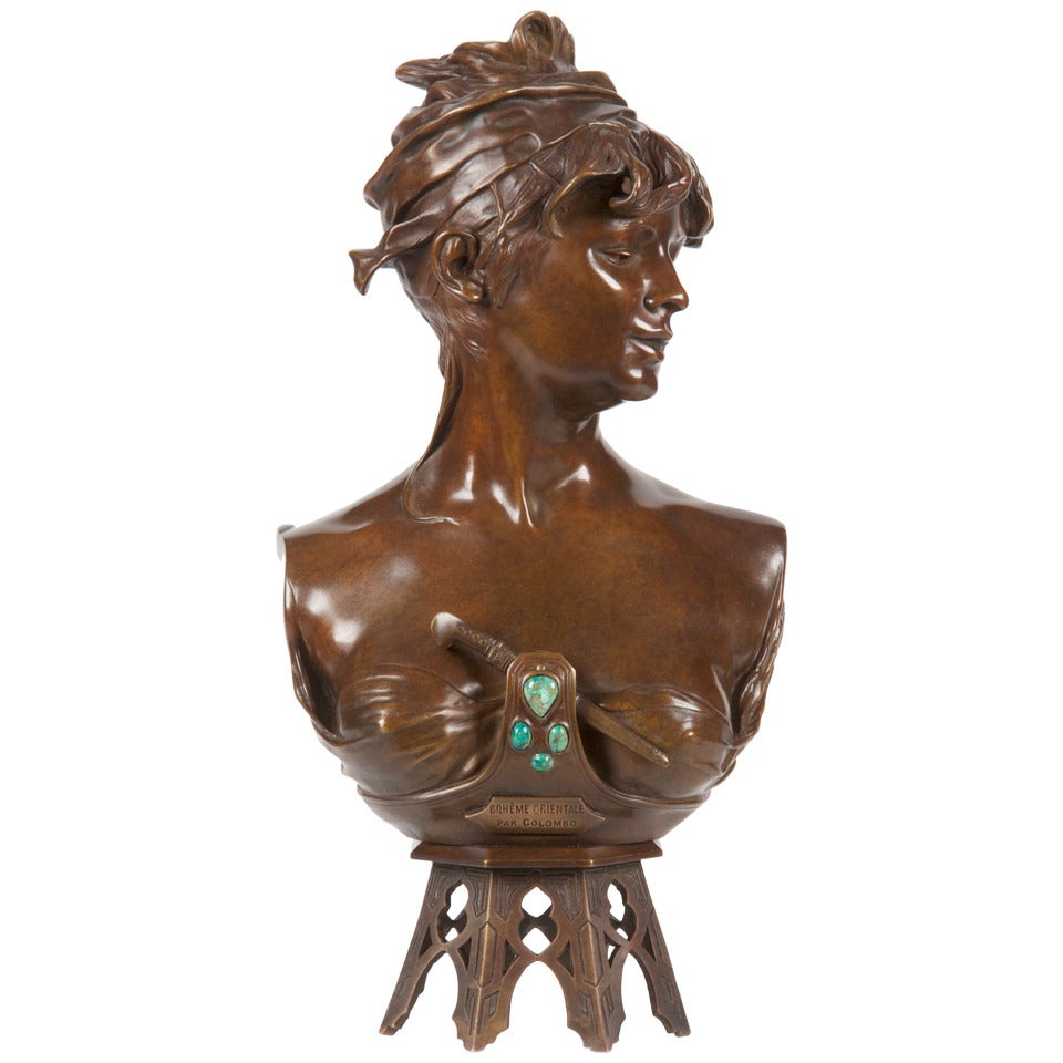 Renzo Colombo Antique French Bronze Sculpture "Boheme Orientale"