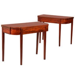 Antique Fine Pair of American Federal Mahogany Card Tables c. 1790