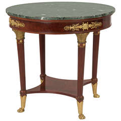 Antique French Empire Mahogany Round Gueridon Hall Table, Paris, circa 1900