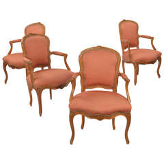 Antique Four French Louis XV Fauteuils En Suite, Jean-Baptiste Sené c. 1760-80