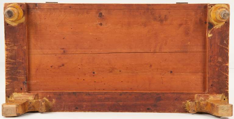 American Antique Ochre Painted Blanket Chest over Scrolled Feet, Pennsylvania 3