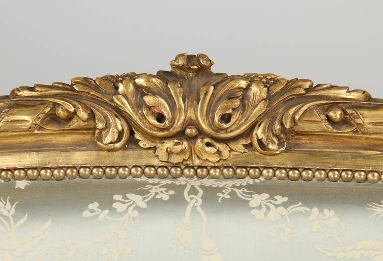 French Louis XVI Style Giltwood Canape Sofa, circa 1900 2