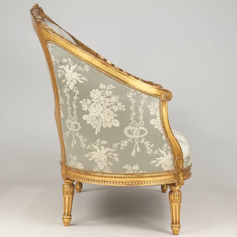 French Louis XVI Style Giltwood Canape Sofa, circa 1900 4