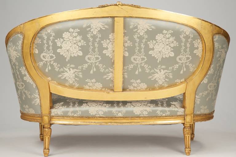 French Louis XVI Style Giltwood Canape Sofa, circa 1900 5