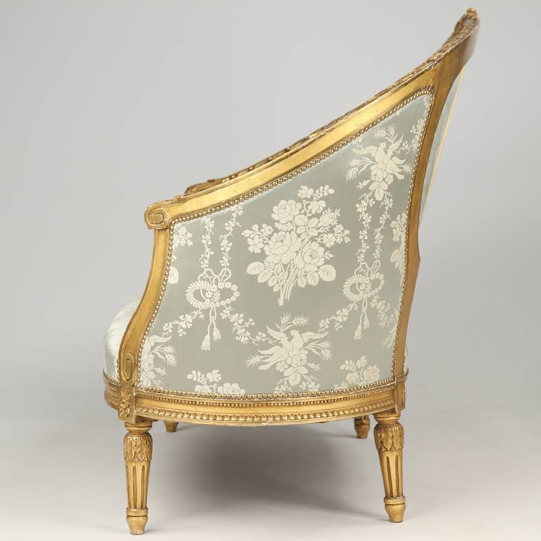 French Louis XVI Style Giltwood Canape Sofa, circa 1900 6