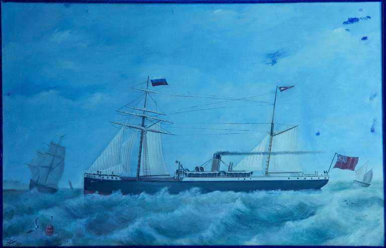 BRITISH SCHOOL (19TH CENTURY) OIL ON PANEL OF STEAMBOAT AND SHIPS AT SEA

A finely detailed and executed rendering in oil on panel of the twin masted steamboat 