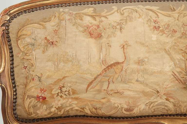 French Louis XV Style Settee with Original Aubusson, 19th Century 3